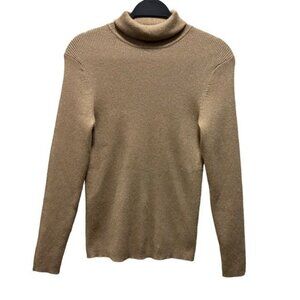 Chicos Laney Lurex Reagan LS Turtleneck Sweater Heather Arabian Camel Size 1=M